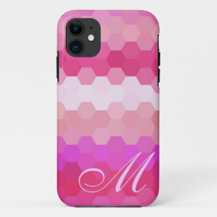 Roze hexagon Patroon en Monogram iPhone 11 Hoesje