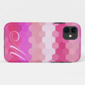 Roze hexagon Patroon en Monogram Case-Mate iPhone Case (Achterkant (horizontaal))
