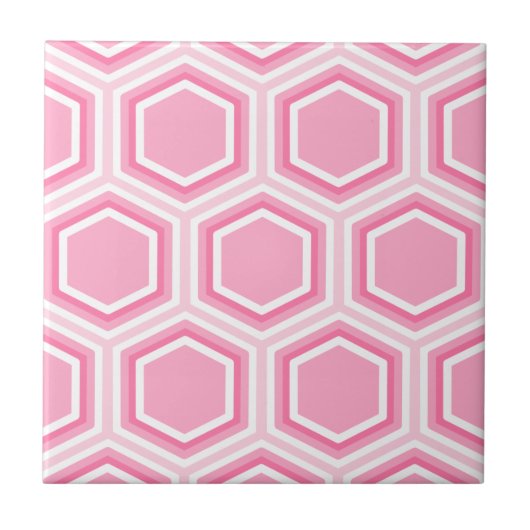 Roze hexagon Patroon Tegeltje (Voorkant)