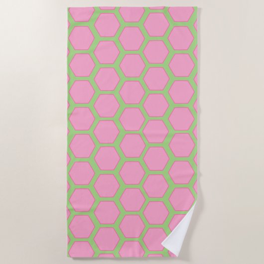 Roze hexagons strandlaken (Voorkant)