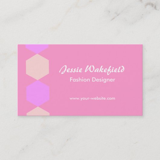 Roze hexagons visitekaartje (Voorkant)