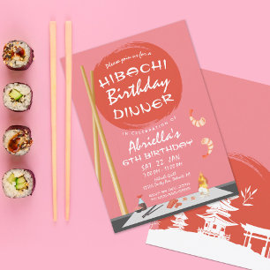 Roze Hibachi Verjaardag Diner Hibachi Feest Kaart