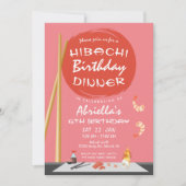 Roze Hibachi Verjaardagsdiner Hibachi Feest Kaart (Voorkant)