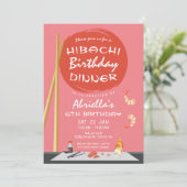 Roze Hibachi Verjaardagsdiner Hibachi Feest Kaart (Staand voorkant)