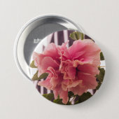 Roze Hibiscus 02 Ronde Button 7,6 Cm (Voorkant /achterkant)