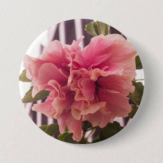 Roze Hibiscus 02 Ronde Button 7,6 Cm (Voorkant)
