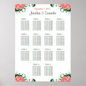 Roze Hibiscus 14 Wedding Tables Seating Charts Poster (Voorkant)