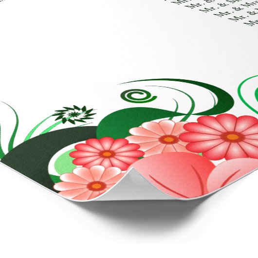 Roze Hibiscus 14 Wedding Tables Seating Charts Poster (Hoek)