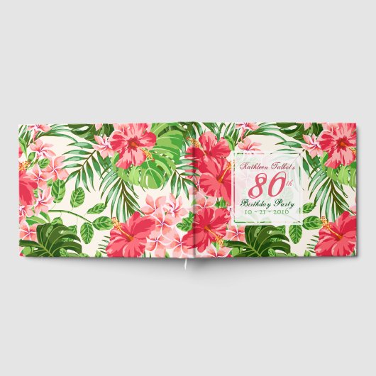 Roze Hibiscus 80ste verjaardag gastenboek (Volledig)