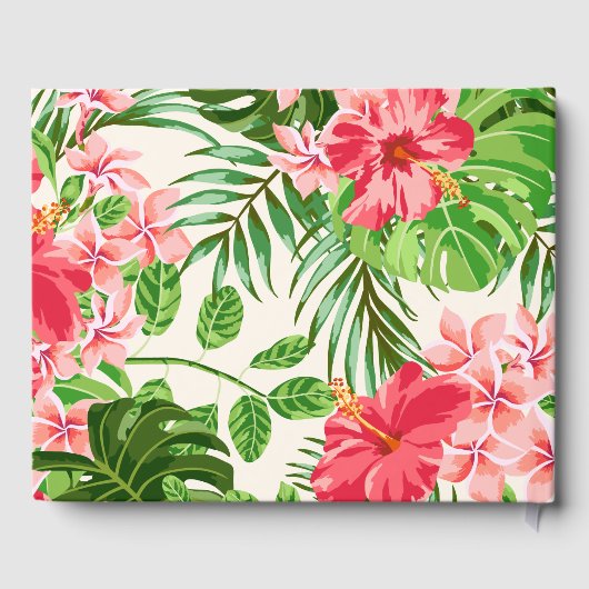 Roze Hibiscus 80ste verjaardag gastenboek (Achterkant)