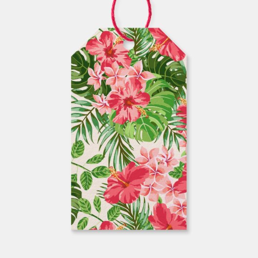 Roze Hibiscus 80th Birthday Party Gift Label Cadeaulabel (Achterkant)