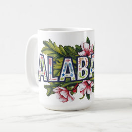 Roze Hibiscus Alabama Typografie Koffiemok