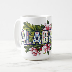 Roze Hibiscus Alabama Typografie Koffiemok