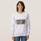 Roze Hibiscus Alabama Typografie Meisjes Trui (Voorkant volledig)