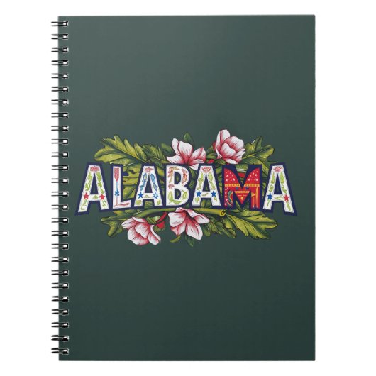 Roze Hibiscus Alabama Typografie Notitieboek (Voorkant)