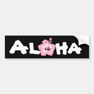roze hibiscus aloha bumpersticker
