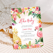 Roze Hibiscus Aloha Meisje Baby Shower