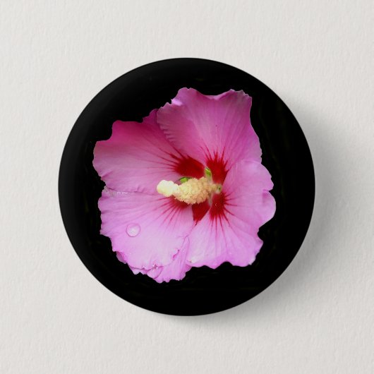 Roze Hibiscus Badge Ronde Button 5,7 Cm (Voorkant)
