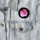 Roze Hibiscus Badge Ronde Button 5,7 Cm (In situ)