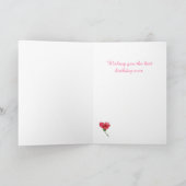 Roze Hibiscus Birthday Kaart (Binnen)