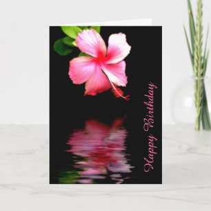 Roze Hibiscus Birthday Kaart