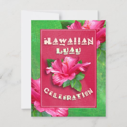 Roze Hibiscus Birthday Luau Kaart (Voorkant)