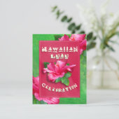Roze Hibiscus Birthday Luau Kaart (Staand voorkant)