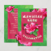 Roze Hibiscus Birthday Luau Kaart (Voorkant / Achterkant)