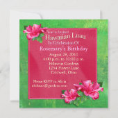 Roze Hibiscus Birthday Luau Party Invitations Kaart (Achterkant)