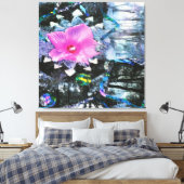 Roze Hibiscus Black en White Landscape Collage Canvas Afdruk (Insitu (Slaapkamer))