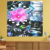 Roze Hibiscus Black en White Landscape Collage Canvas Afdruk (Insitu (Woonkamer))