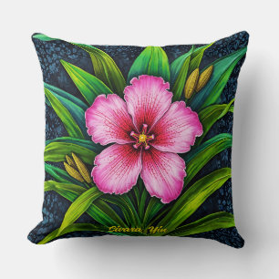 Roze Hibiscus Bloei - Exotisch Tropisch Kussen