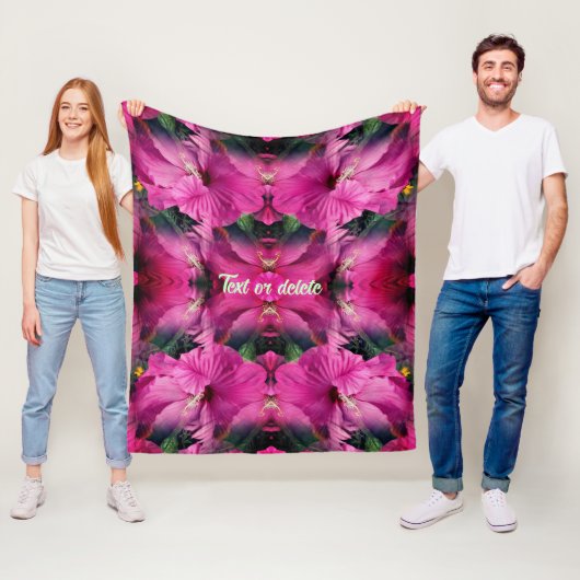 Roze Hibiscus Bloem Abstract gepersonaliseerd Fleece Deken (In situ)