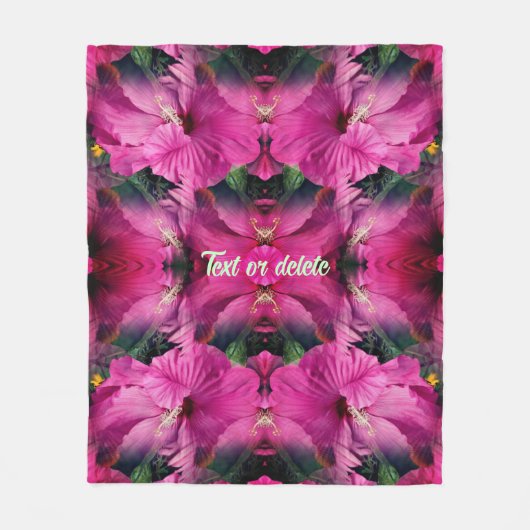 Roze Hibiscus Bloem Abstract gepersonaliseerd Fleece Deken (Voorkant)