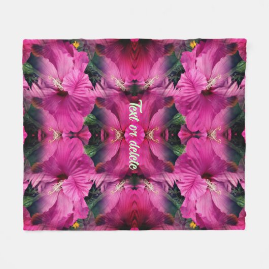 Roze Hibiscus Bloem Abstract gepersonaliseerd Fleece Deken (Voorkant (Horizontaal))