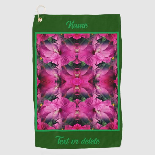 Roze Hibiscus Bloem Abstract gepersonaliseerd Golfhanddoek (Voorkant)