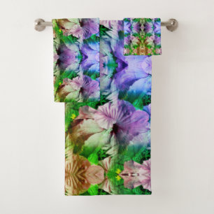 Roze Hibiscus Bloem Abstract Verstoord Bad Handdoek