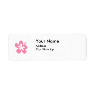 Roze hibiscus bloem adres label