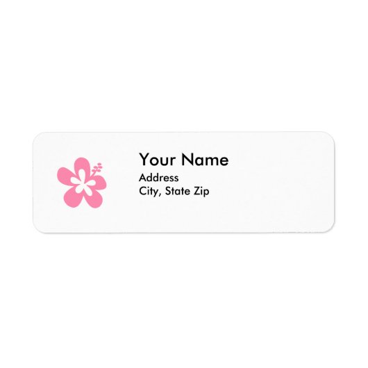 Roze hibiscus bloem adres label (Voorkant)