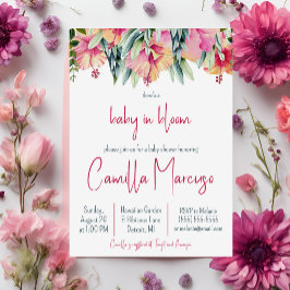 Roze Hibiscus Bloem Baby in Bloei Baby Shower Kaart
