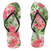 Roze Hibiscus Bloem Bladeren Lichte Achtergrond Fl Teenslippers (Voetbed)