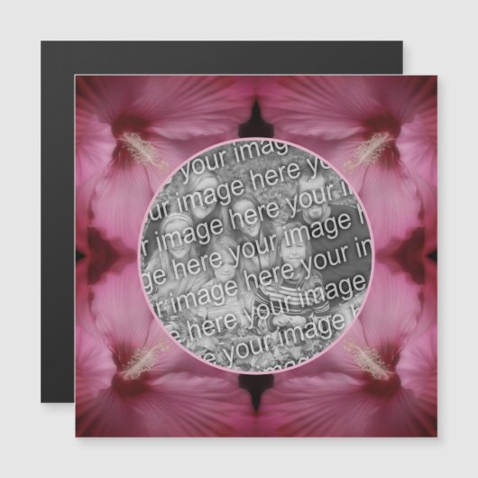 Roze Hibiscus Bloem Creëer Uw Eigen Fotomagneet (Voorkant / Achterkant)