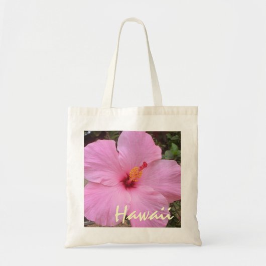 Roze hibiscus bloem Hawaii herbruikbare zak Tote Bag (Voorkant)
