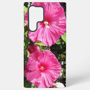Roze Hibiscus Bloem Hoortelefoon Hoes Samsung Galaxy Hoesje