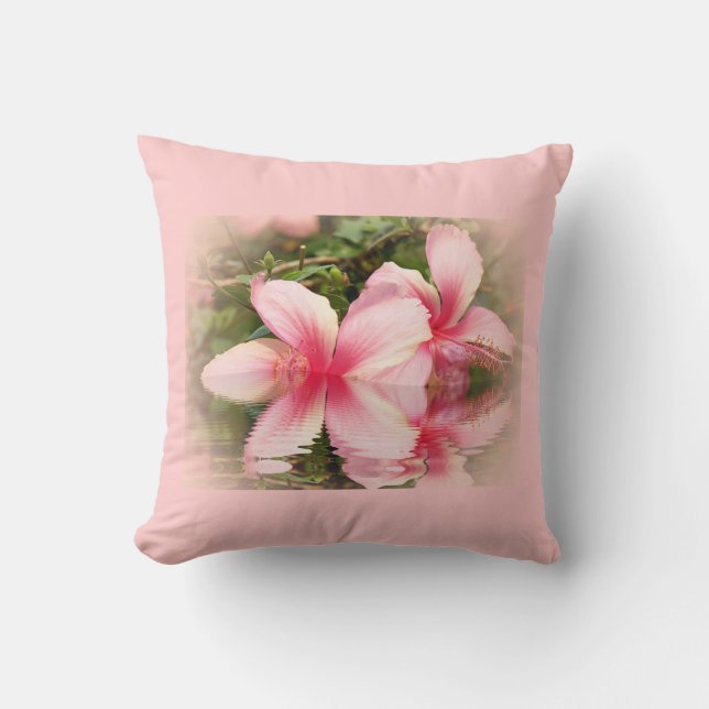 roze hibiscus - bloem in water kussen (Voorkant)