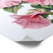 Roze Hibiscus Bloem Kunstprint Poster (Hoek)