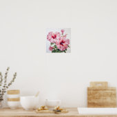 Roze Hibiscus Bloem Kunstprint Poster (Keuken)