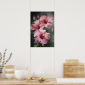 Roze Hibiscus Bloem Kunstprint Poster (Keuken)