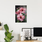 Roze Hibiscus Bloem Kunstprint Poster (Thuiskantoor)