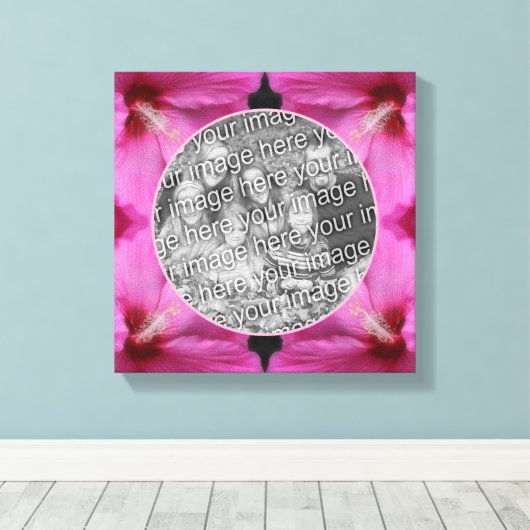 Roze Hibiscus Bloem Maak Je Eigen Foto Canvas Afdruk (Insitu (Houten vloer))